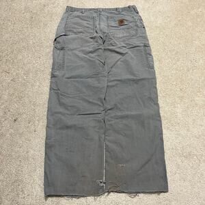 Vintage Carhartt Carpenter Cargo Distressed Grey Work Pants 33Wx30L
